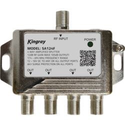 Kingray Amplified 4 Way Tv Signal Splitter Including PSK06 Power Supply