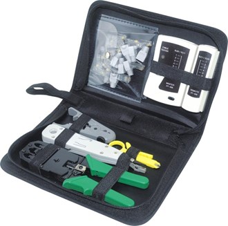 KIT Data Network Tool - KIT Data Network Tool - RJ45 Crimp Tool ,  Cable Tester, Cable Stripper x 2 , Punch Down Tool, 10 x RJ45  Connectors